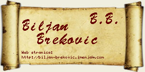 Biljan Breković vizit kartica